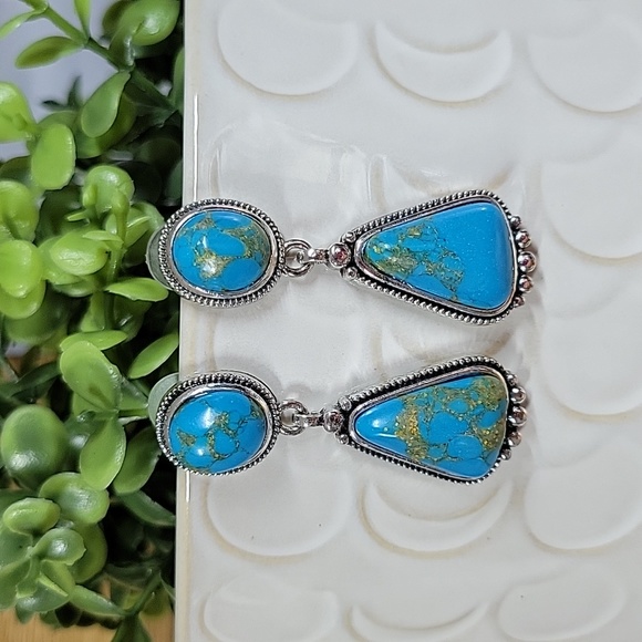 Jewelry - Copper Turquoise Style Drop Earrings